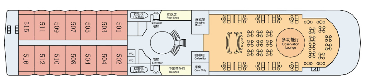 长江发现号游轮第5层甲板图片