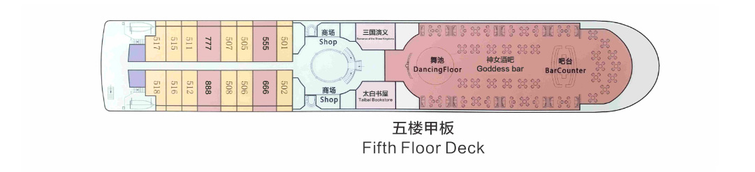 长江印象游轮第5层甲板图片