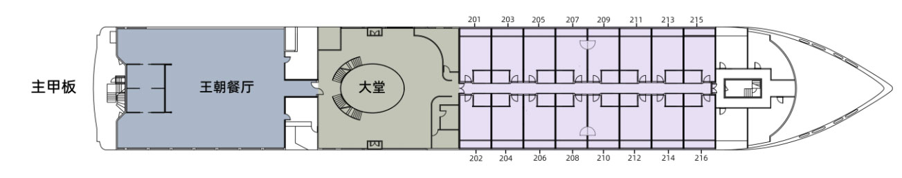 长江探索游轮第2层甲板图片