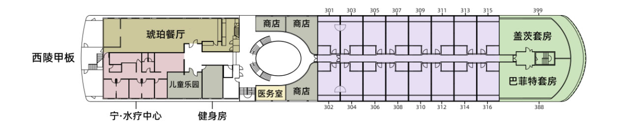 长江探索游轮第3层甲板图片