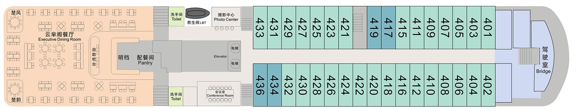 长江如歌号游轮第4层甲板图片