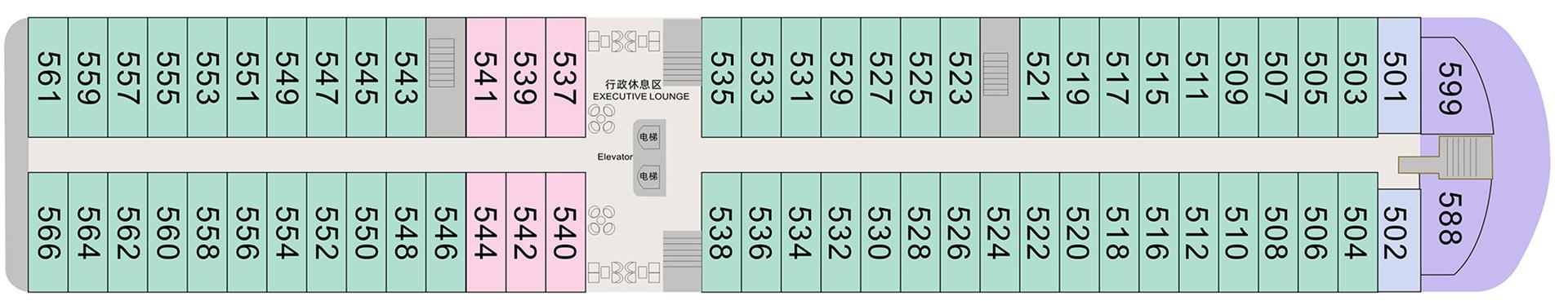 长江如歌号游轮第5层甲板图片