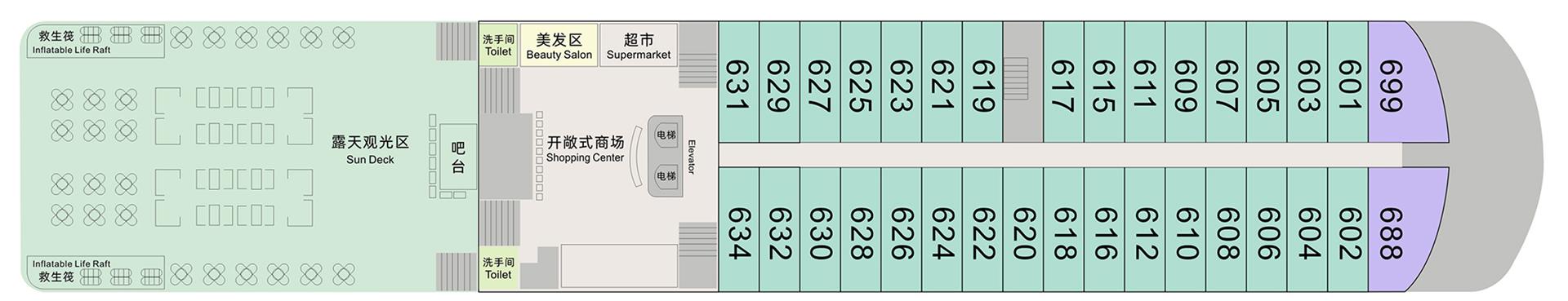 长江如歌号游轮第6层甲板图片